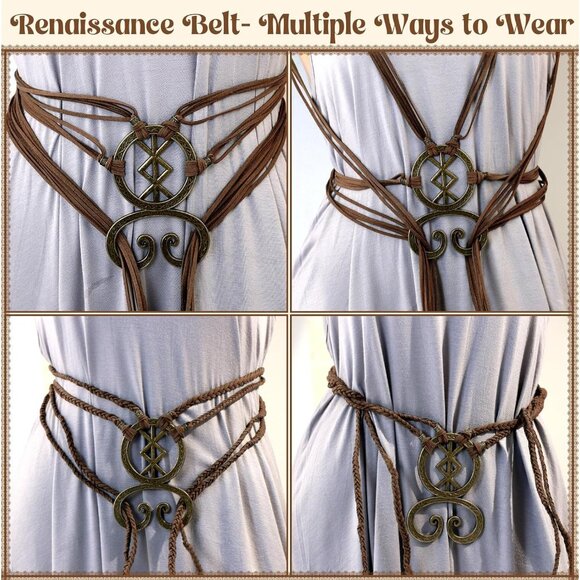 Women\'s Faux Leather Viking Belt with Troll Cross Medieval Renaissance Accessory main image 4